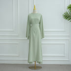 Light Green Full-Sleeve Nida Inner Abaya - Noor & Grace