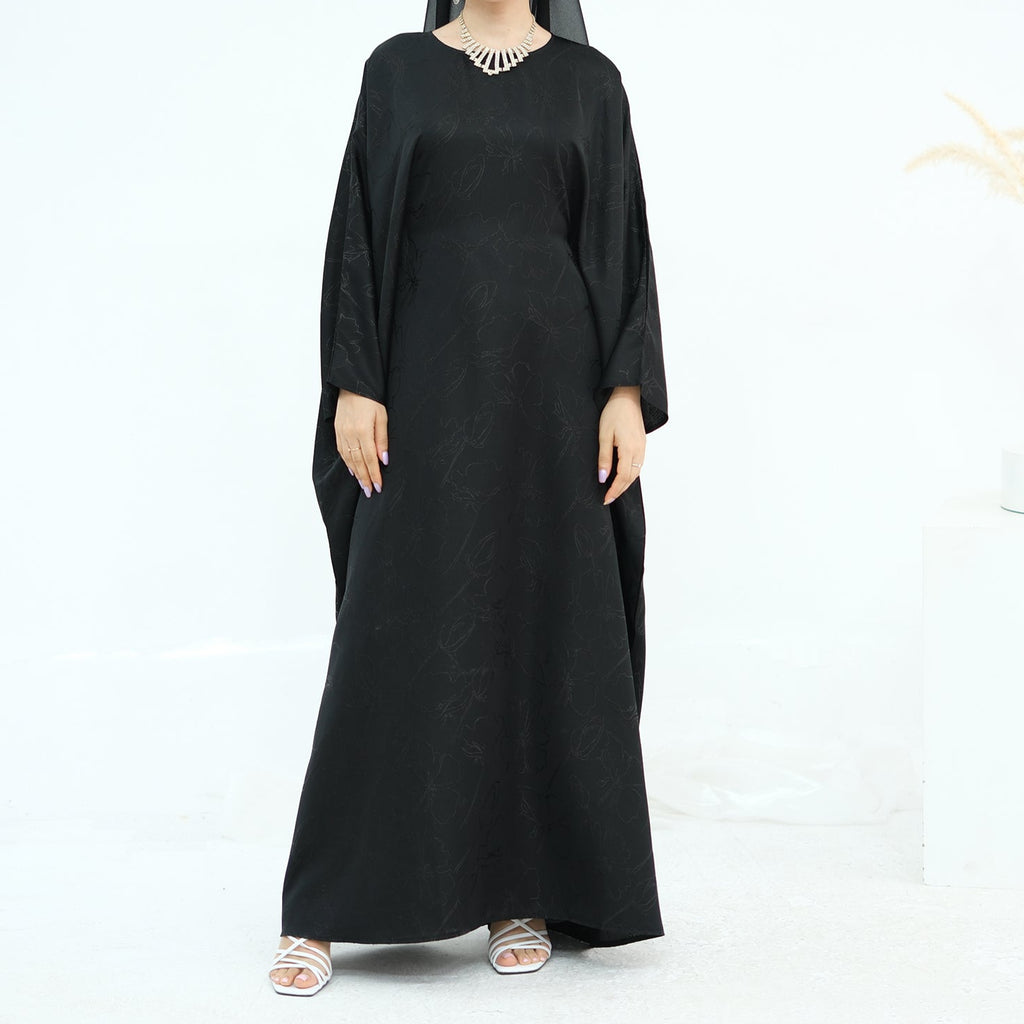 Midnight Butterfly Satin Abaya - Noor & Grace