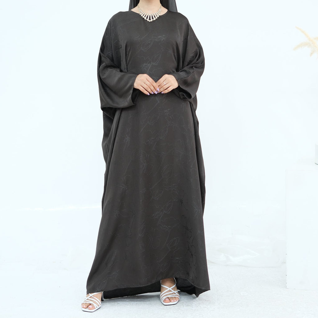 Midnight Butterfly Satin Abaya - Noor & Grace