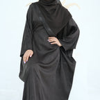 Midnight Butterfly Satin Abaya - Noor & Grace