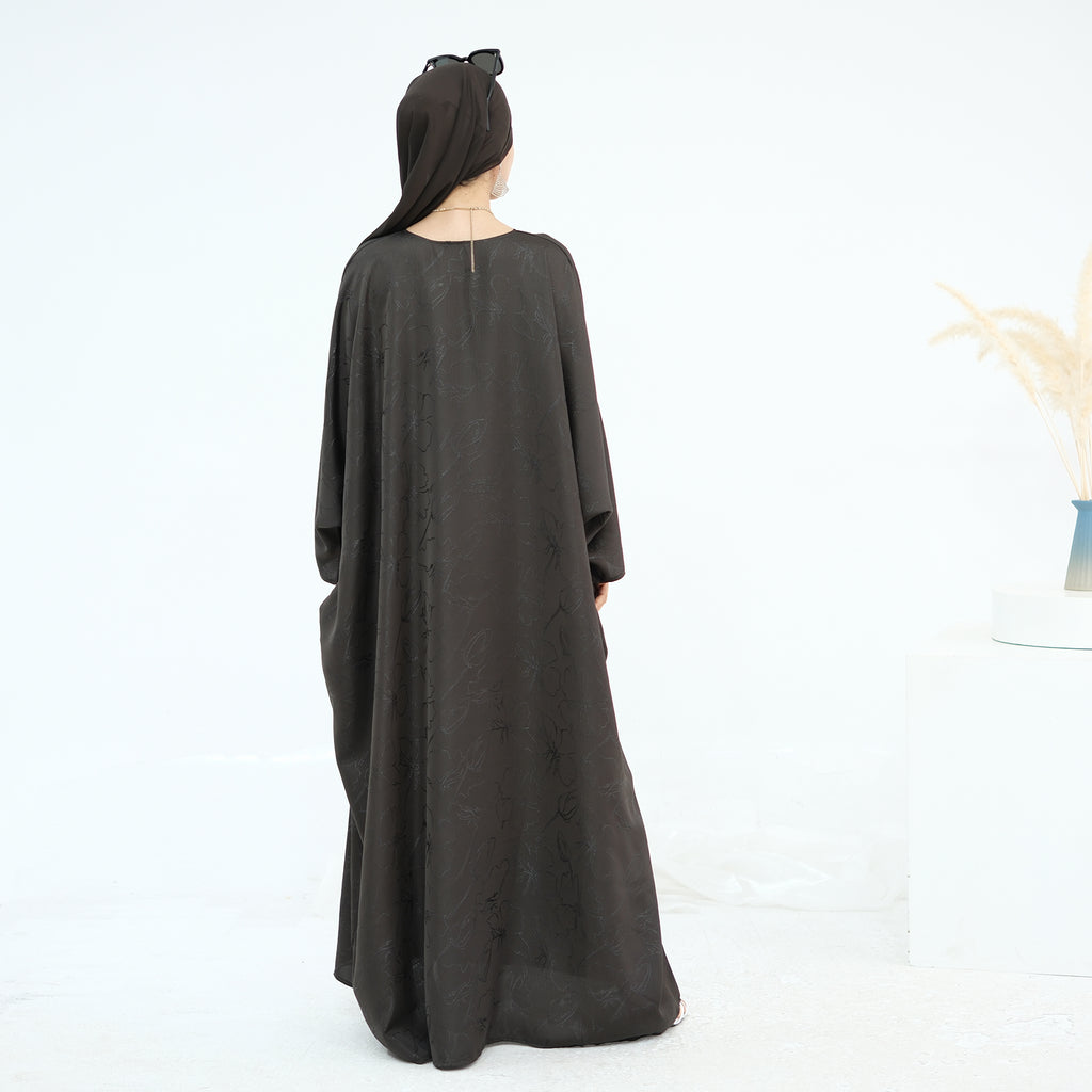 Midnight Butterfly Satin Abaya - Noor & Grace
