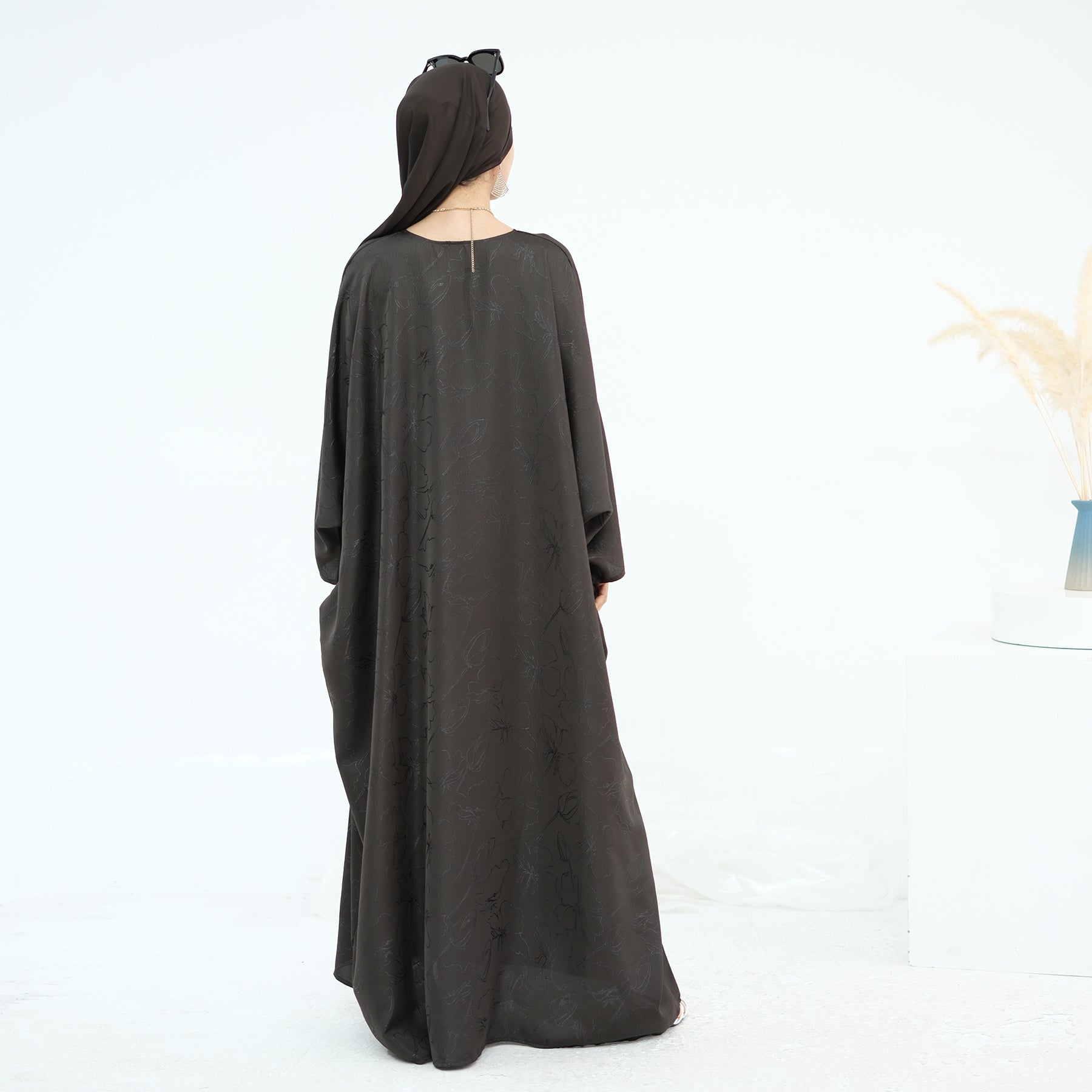 Midnight Butterfly Satin Abaya - Noor & Grace