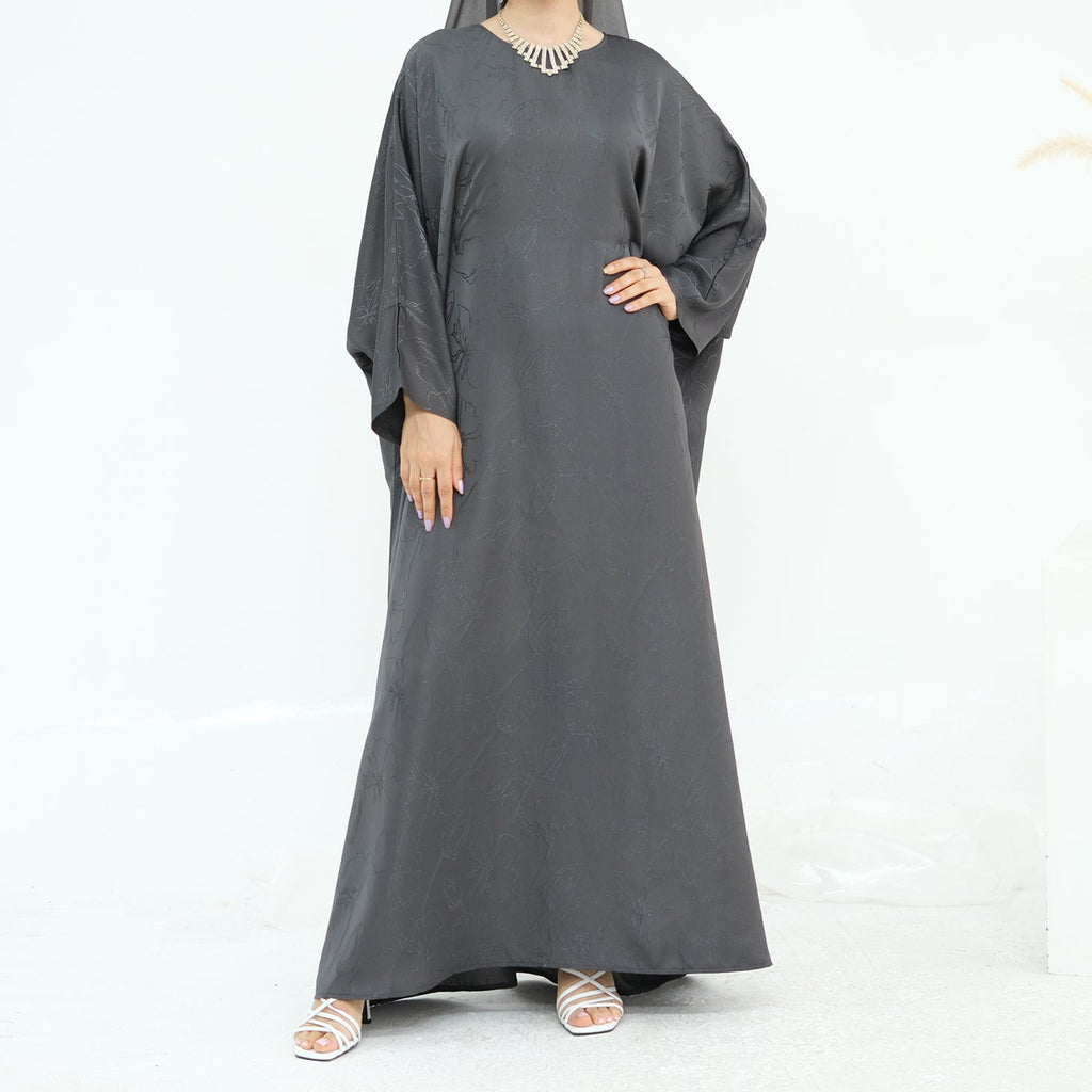 Midnight Butterfly Satin Abaya - Noor & Grace