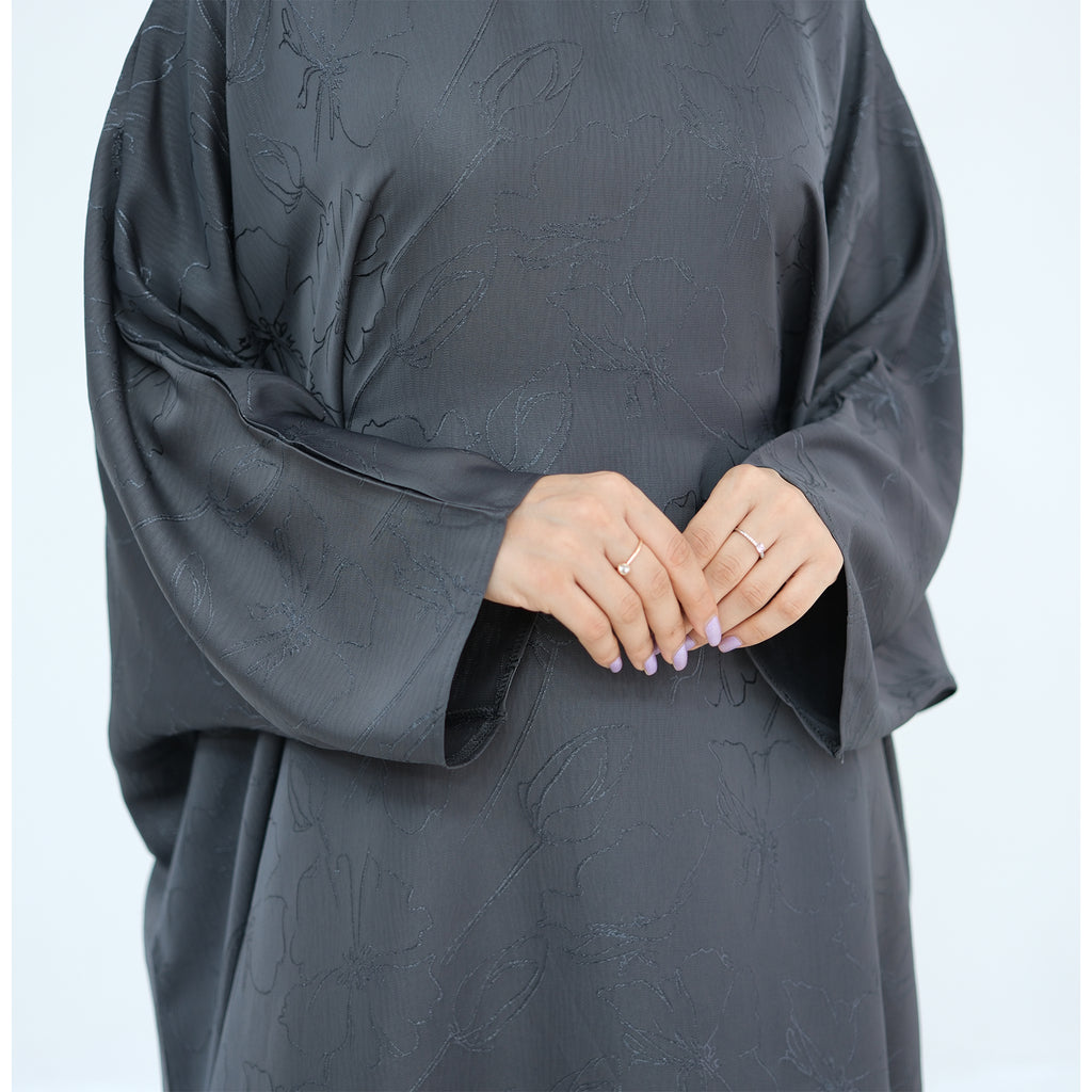 Midnight Butterfly Satin Abaya - Noor & Grace