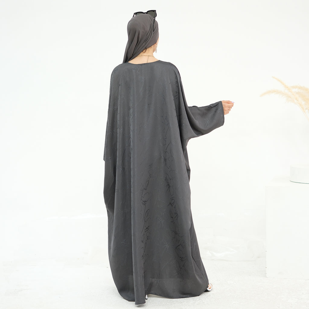 Midnight Butterfly Satin Abaya - Noor & Grace