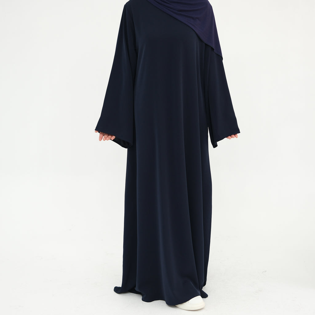 Navy Blue Full-Sleeve Nida Inner Abaya - Noor & Grace