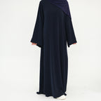 Navy Blue Full-Sleeve Nida Inner Abaya - Noor & Grace