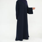 Navy Blue Full-Sleeve Nida Inner Abaya - Noor & Grace