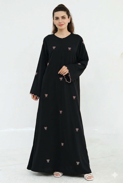 Nida Bow Embroidery Eid Abaya - Noor & Grace
