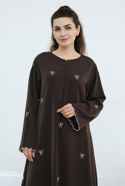 Nida Bow Embroidery Eid Abaya - Noor & Grace