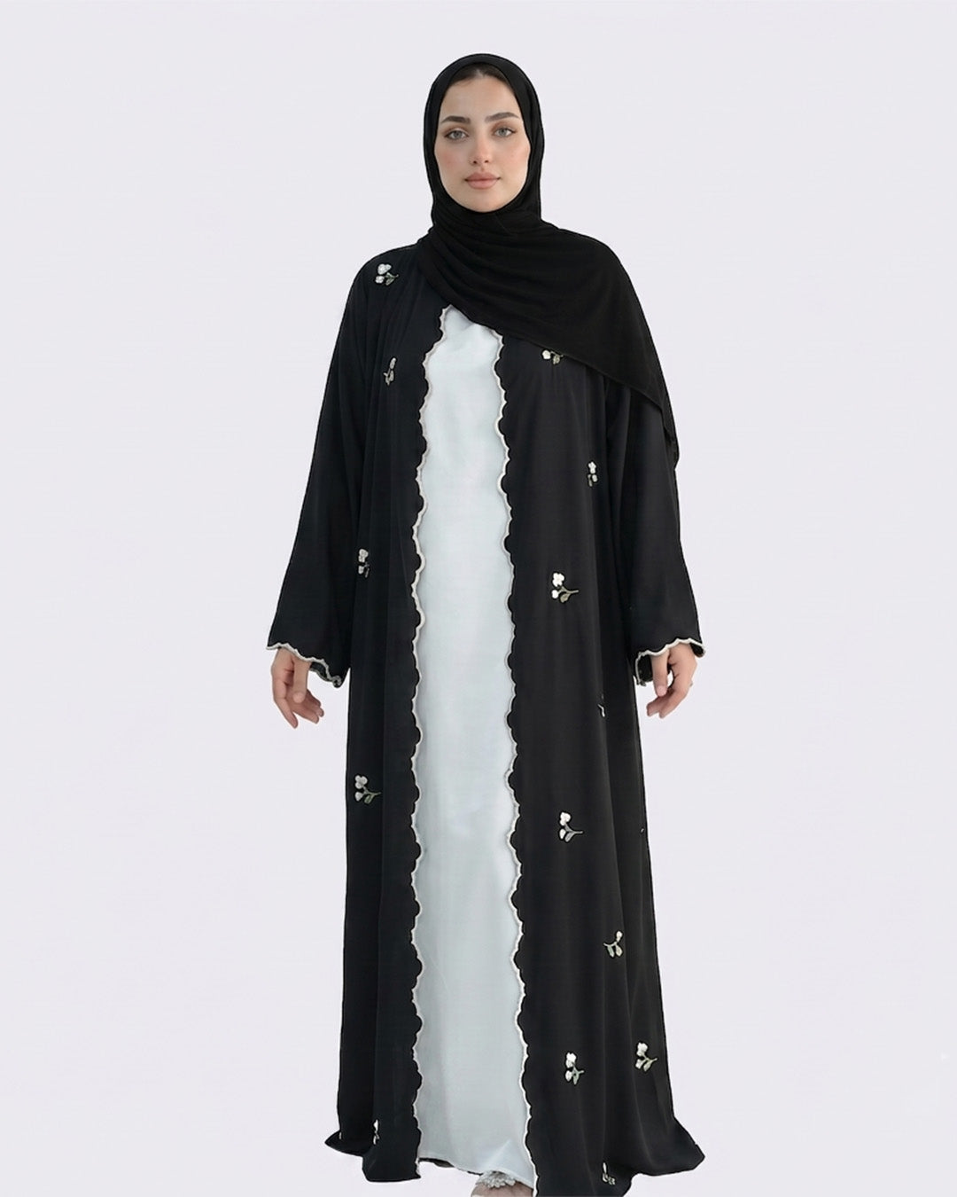 Nida Flower Embroidered Abaya - Noor & Grace