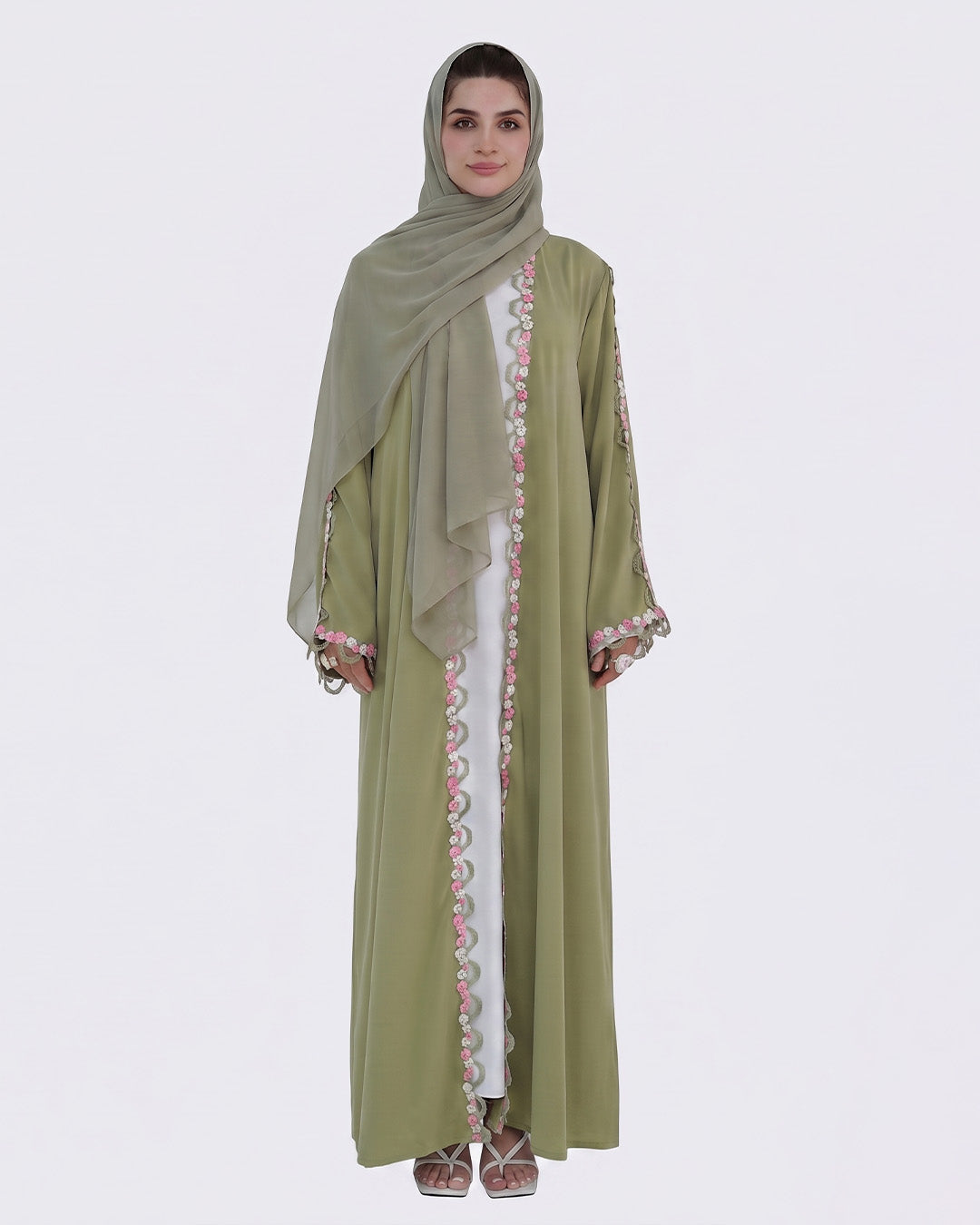 Samara Lace-Floral Abaya - Noor & Grace