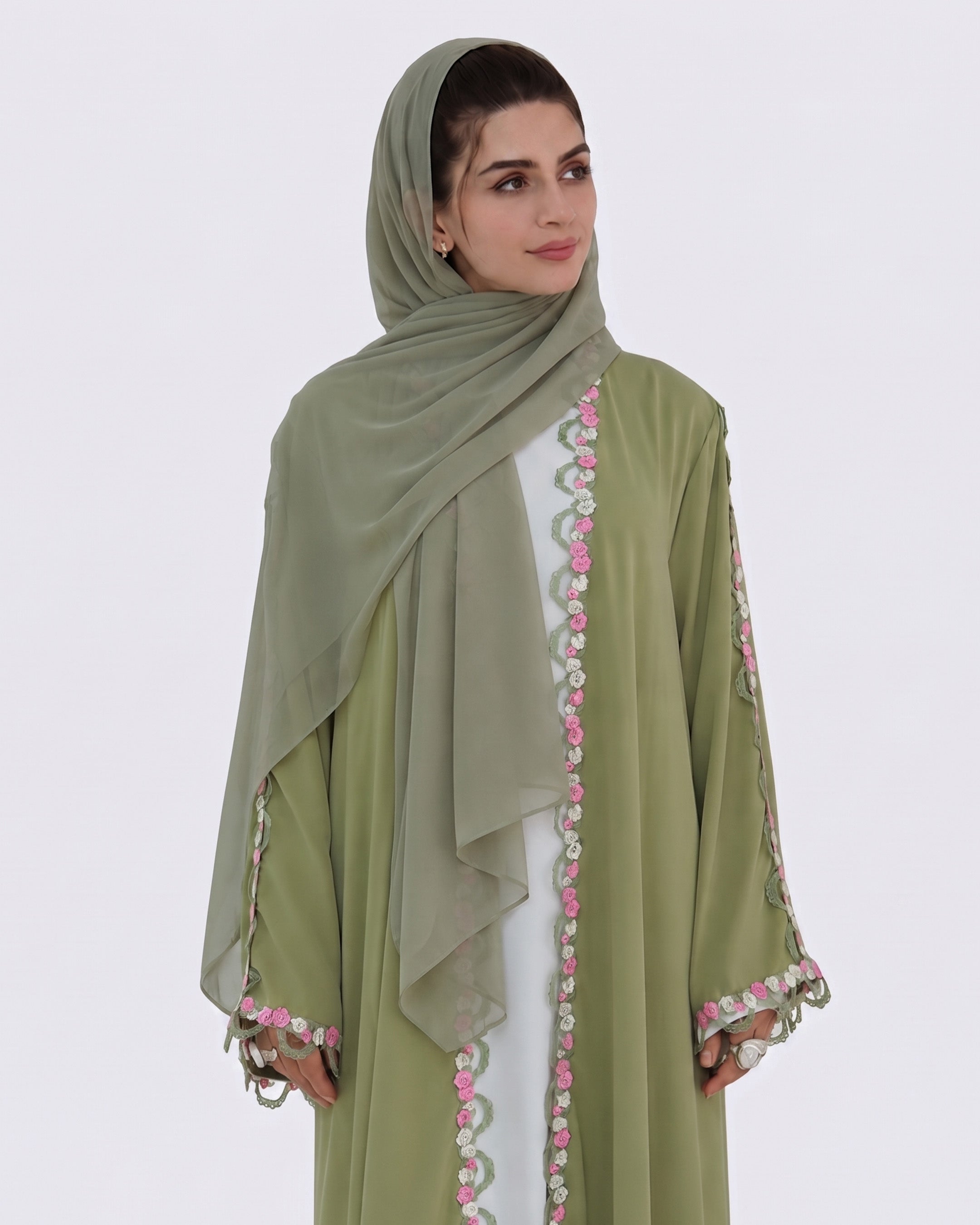 Samara Lace-Floral Abaya - Noor & Grace