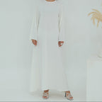 White Full-Sleeve Nida Inner Abaya - Noor & Grace