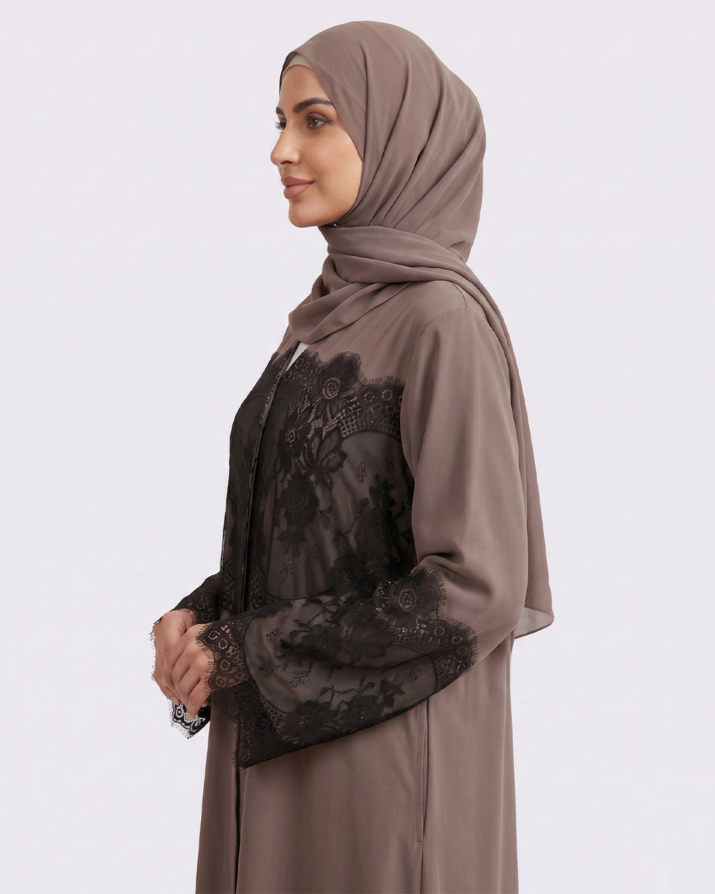 Yasmin Nida Lace Patchwork Abaya - Noor & Grace