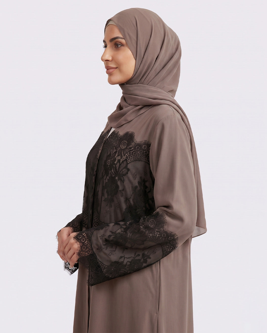 Yasmin Nida Lace Patchwork Abaya - Noor & Grace