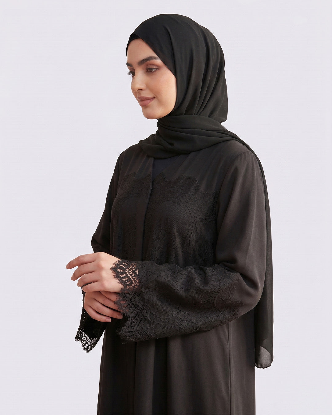 Yasmin Nida Lace Patchwork Abaya - Noor & Grace
