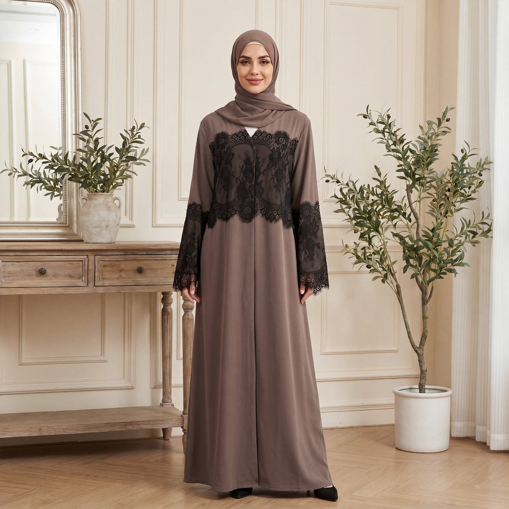 Yasmin Luxe Nida Lace Patchwork Abaya