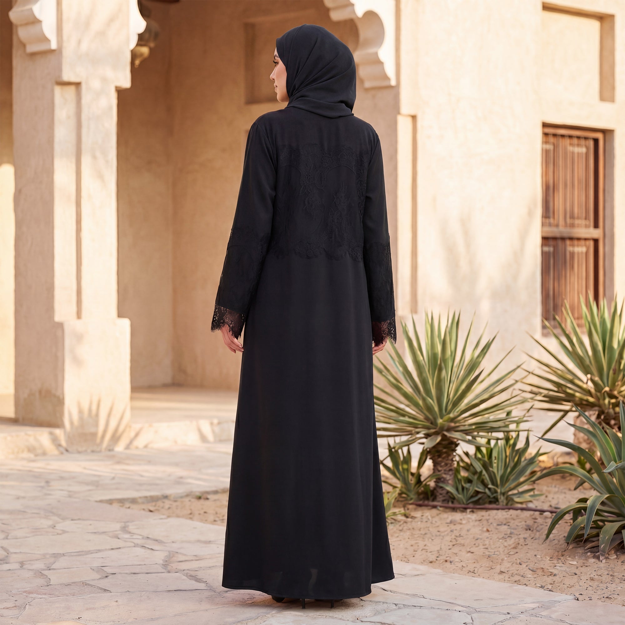 Yasmin Luxe Nida Lace Patchwork Abaya