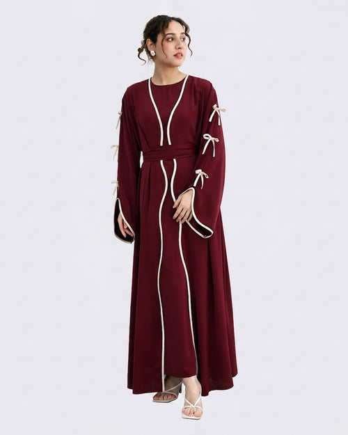 Zaynah Flex Nida Bow Abaya Set - Noor & Grace