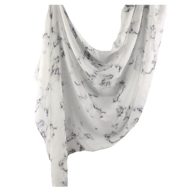 White floral patterned scarf on a white background