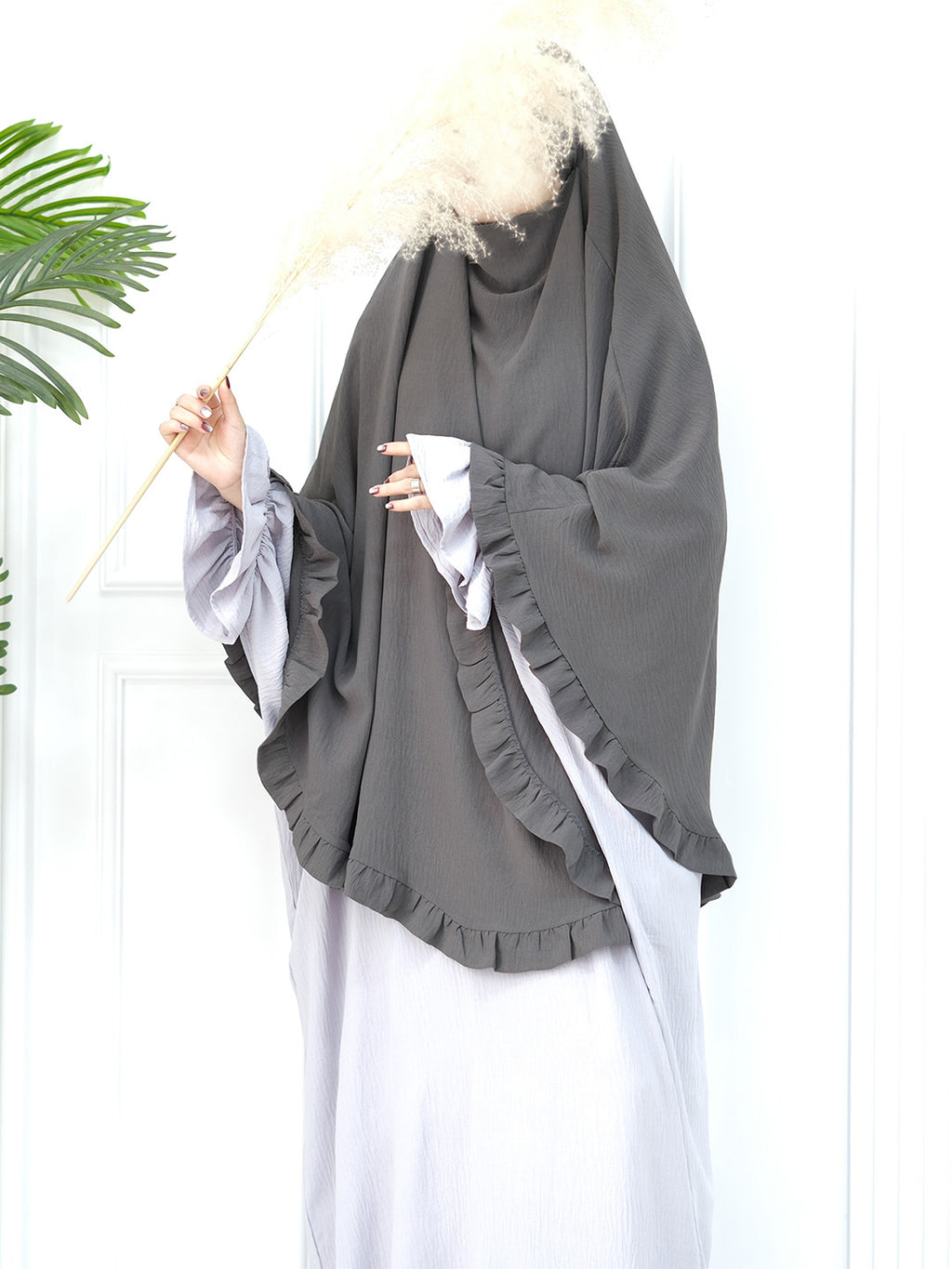 dark-gray-wrinkle-crepe-ruffle-khimar-noor-and-grace
