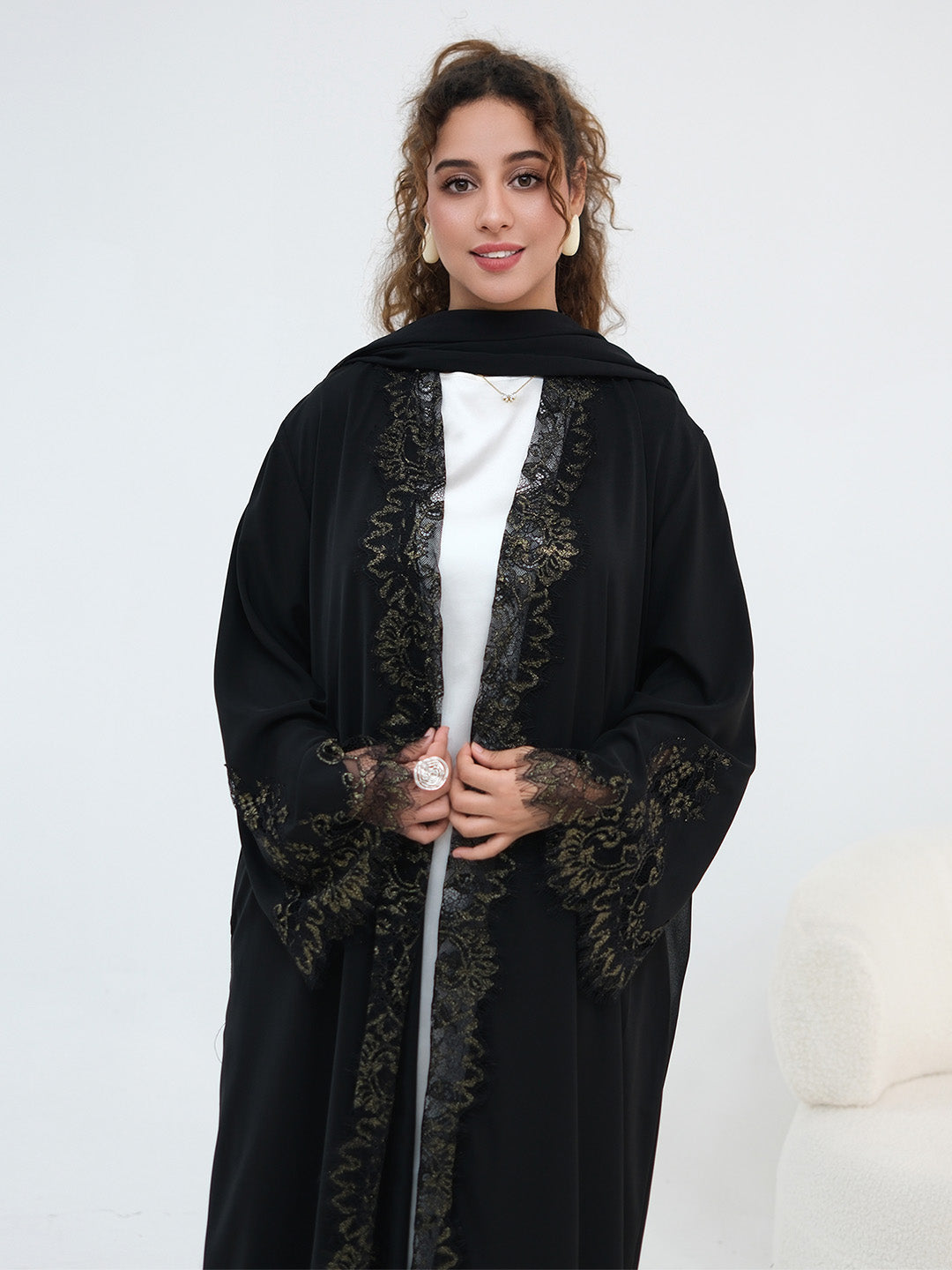 dubai-lace-trim-wide-sleeves-open-front-abaya-nida-black-noor-and-grace