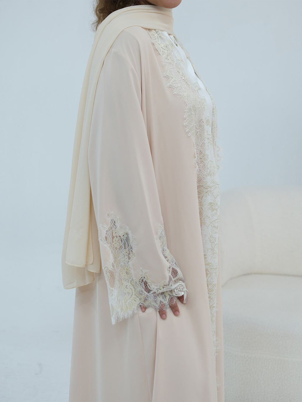dubai-lace-trim-wide-sleeves-open-front-abaya-nida-champage-cream-noor-and-grace