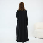 Dubai Lace Trim Wide Sleeves Open Front Abaya