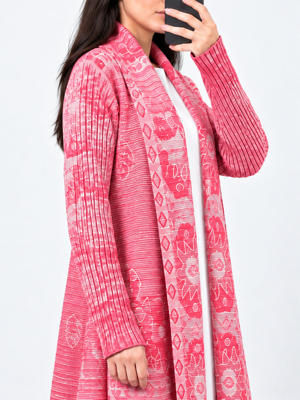 geometric-rose-pleated-kimono-abaya-pink-noor-and-grace