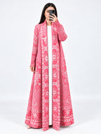geometric-rose-pleated-kimono-abaya-pink-noor-and-grace