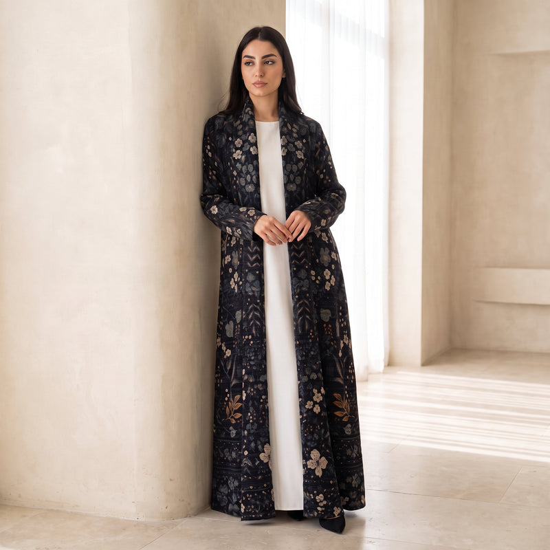 haya-pleated-earth-abaya-stretchable-noor-and-grace