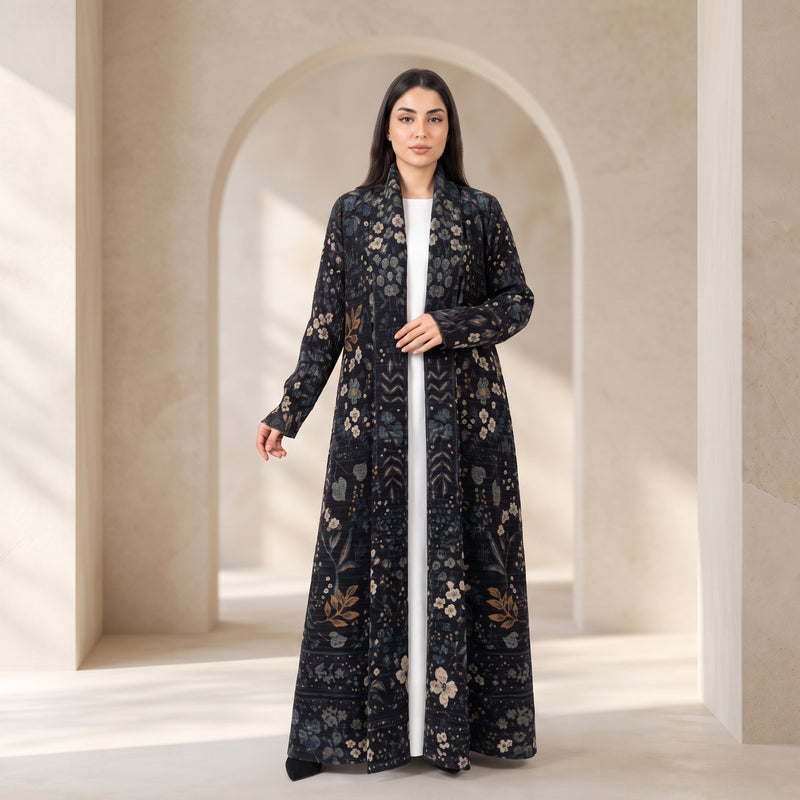 haya-pleated-earth-abaya-stretchable-noor-and-grace