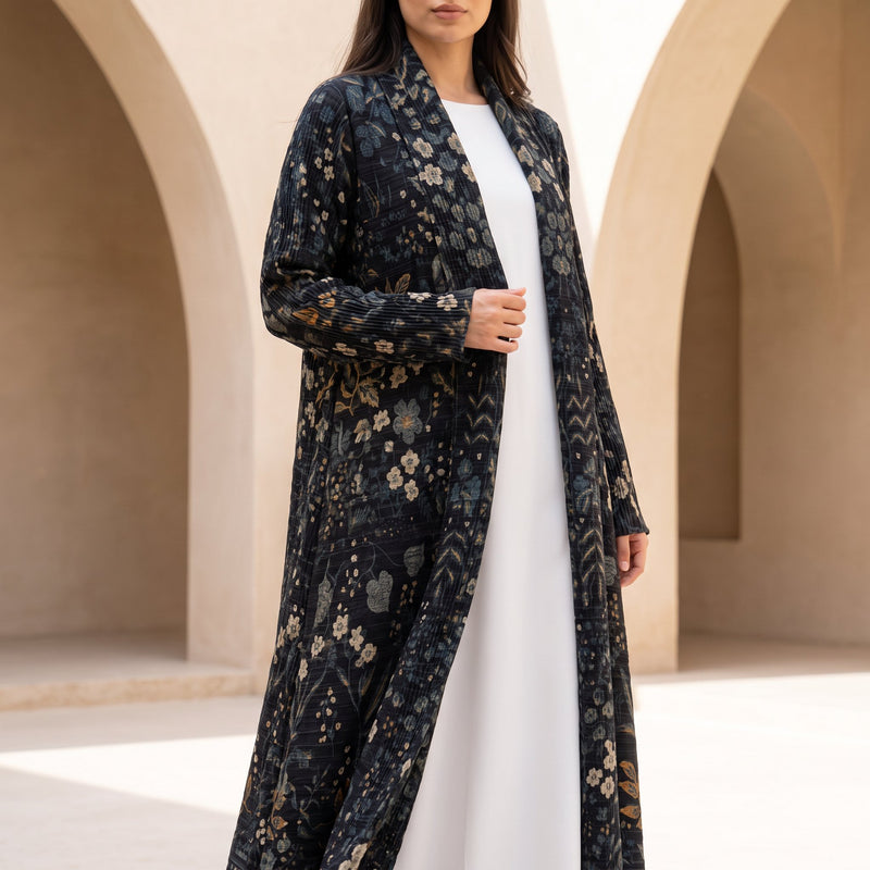 haya-pleated-earth-abaya-stretchable-noor-and-grace
