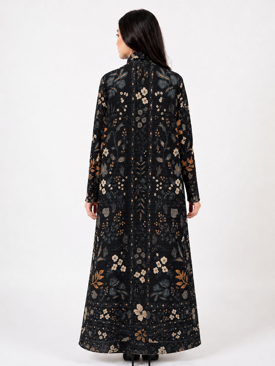 haya-pleated-earth-stretchable-abaya-black-noor-and-grace