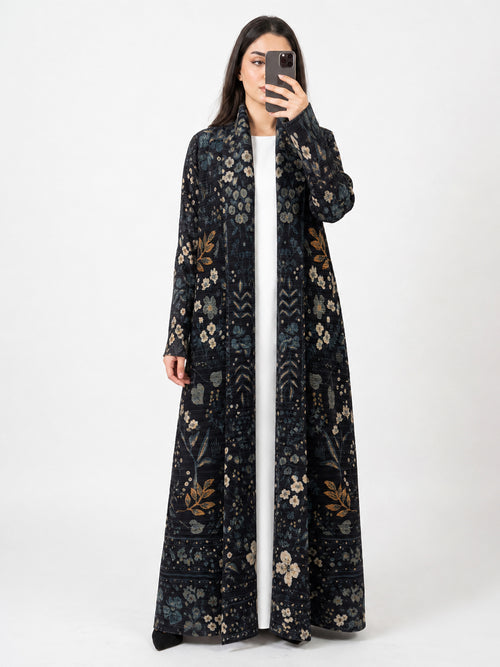 haya-pleated-earth-stretchable-abaya-black-noor-and-grace