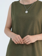 laylat-al-qamar-linen-cotton-abaya-army-green-noor-and-grace