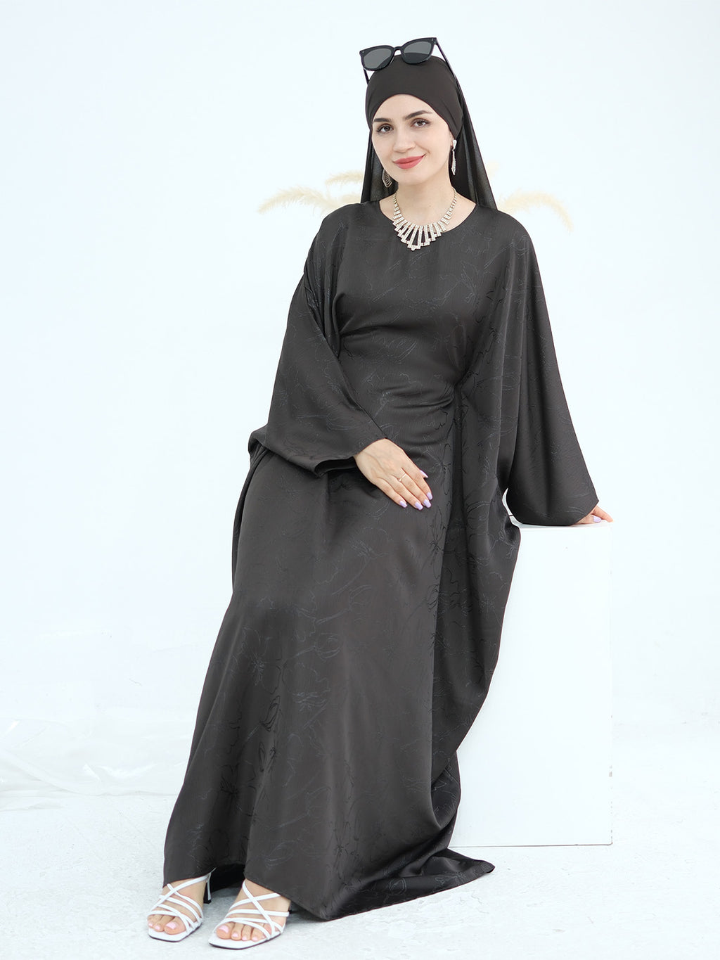 midnight-butterfly-satin-abaya-dark-coffee-noor-and-grace
