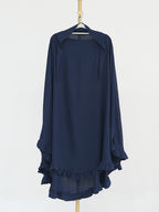 Navy Blue Wrinkle Crepe Ruffle Khimar