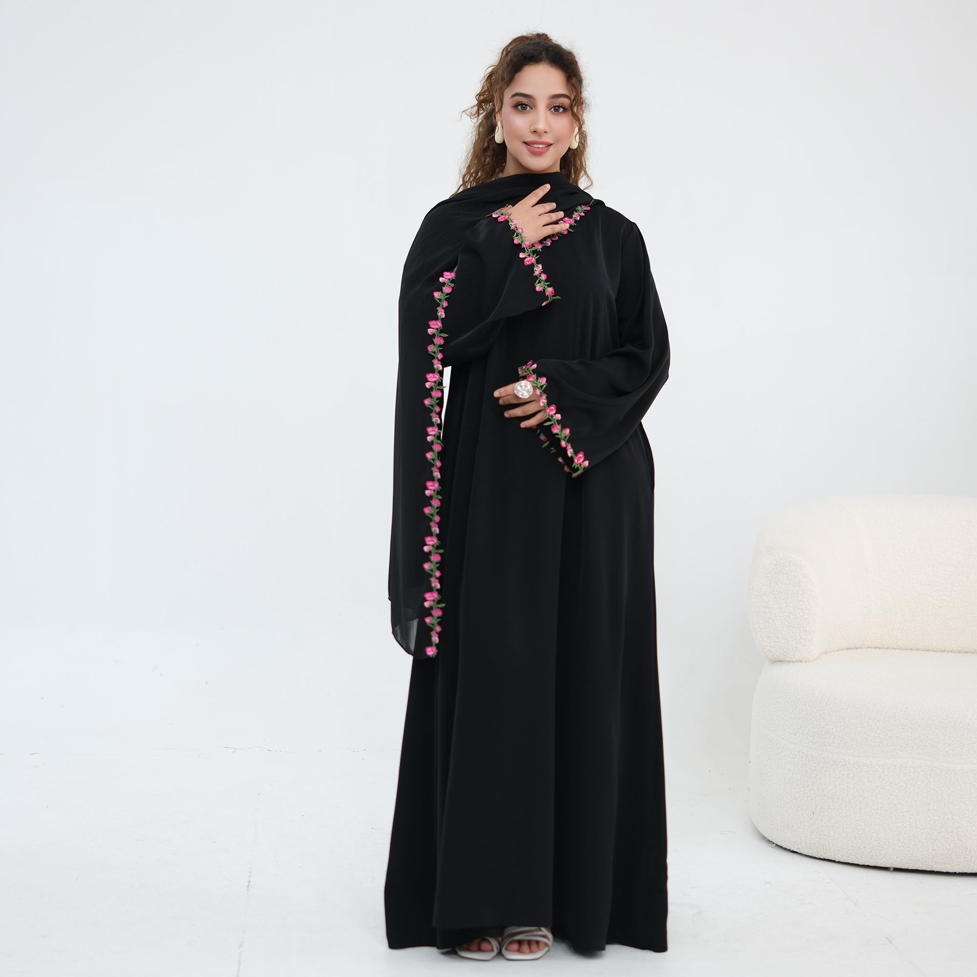 Nida Flower Lace Abaya Set