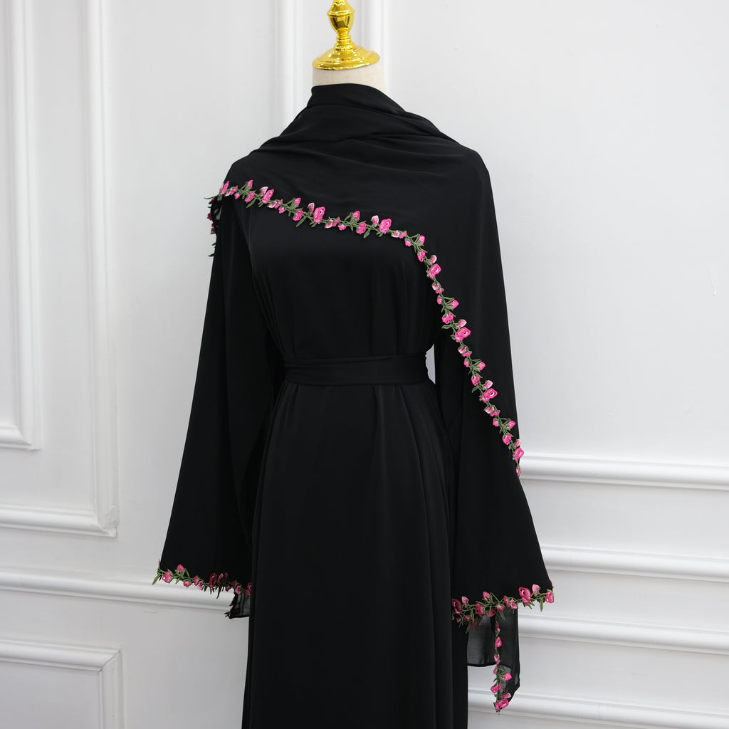 Nida Flower Lace Abaya Set