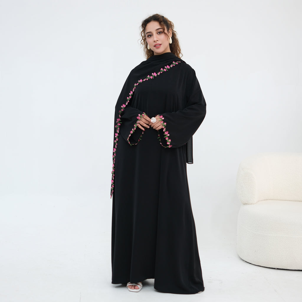 Nida Flower Lace Abaya Set