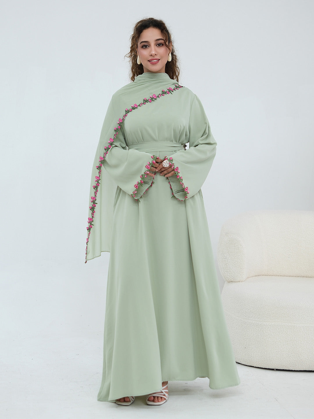 nida-flower-lace-abaya-set-green-noor-and-grace