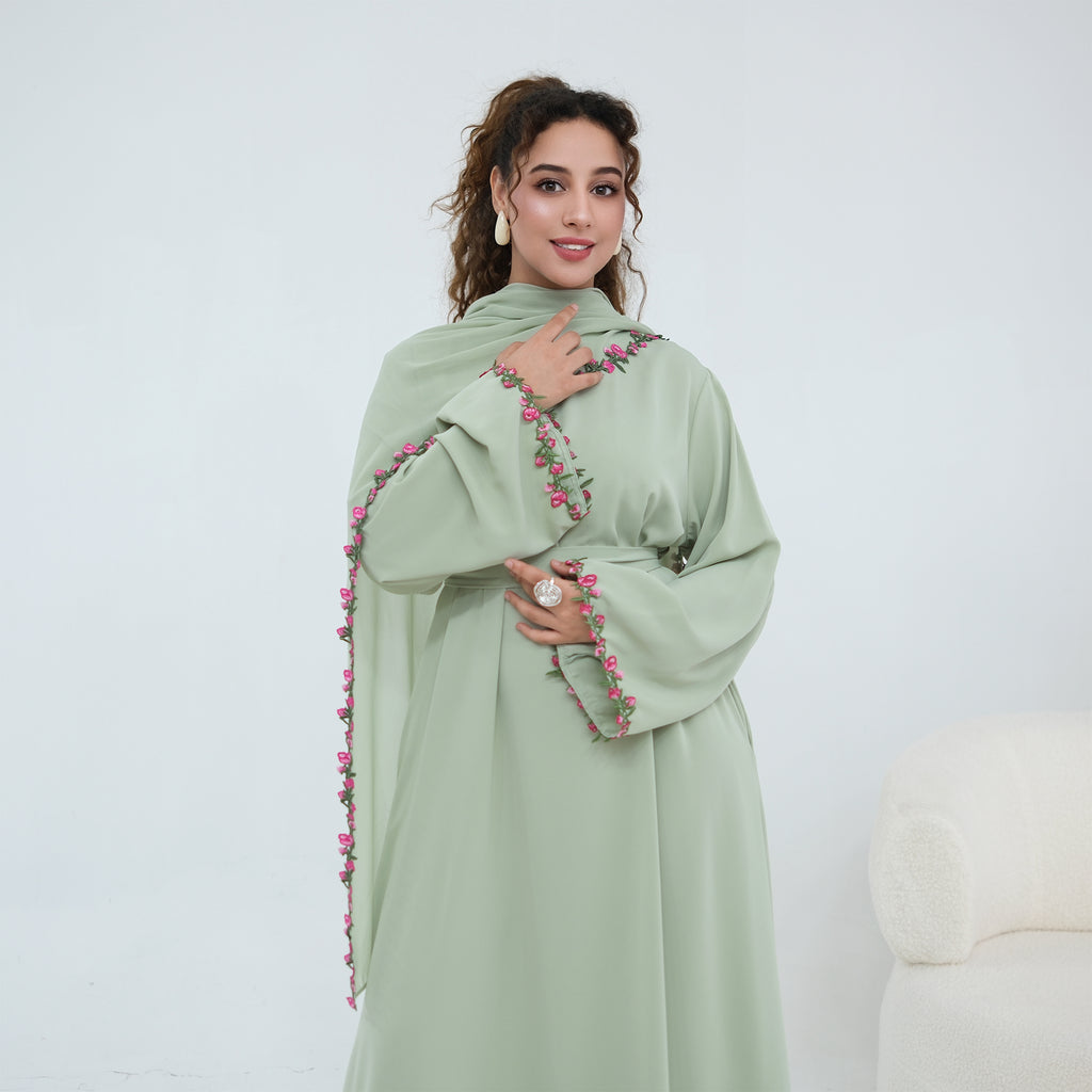 Nida Flower Lace Abaya Set