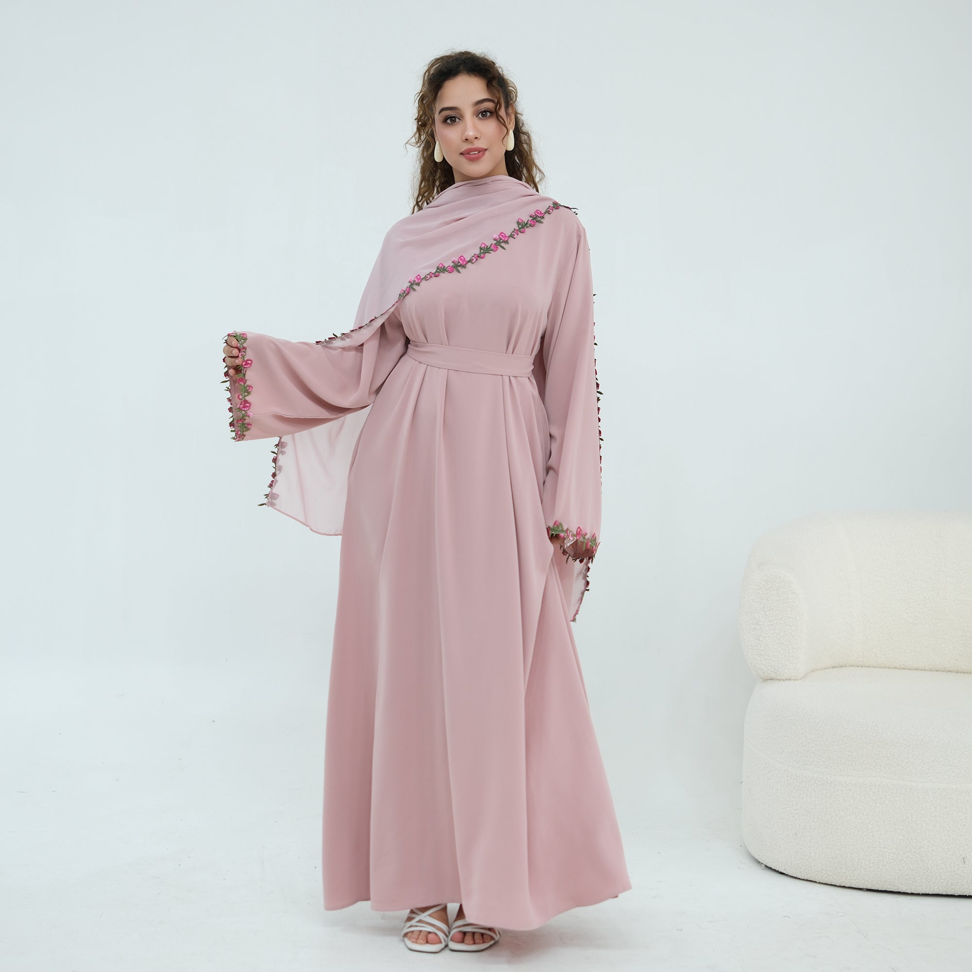 Nida Flower Lace Abaya Set