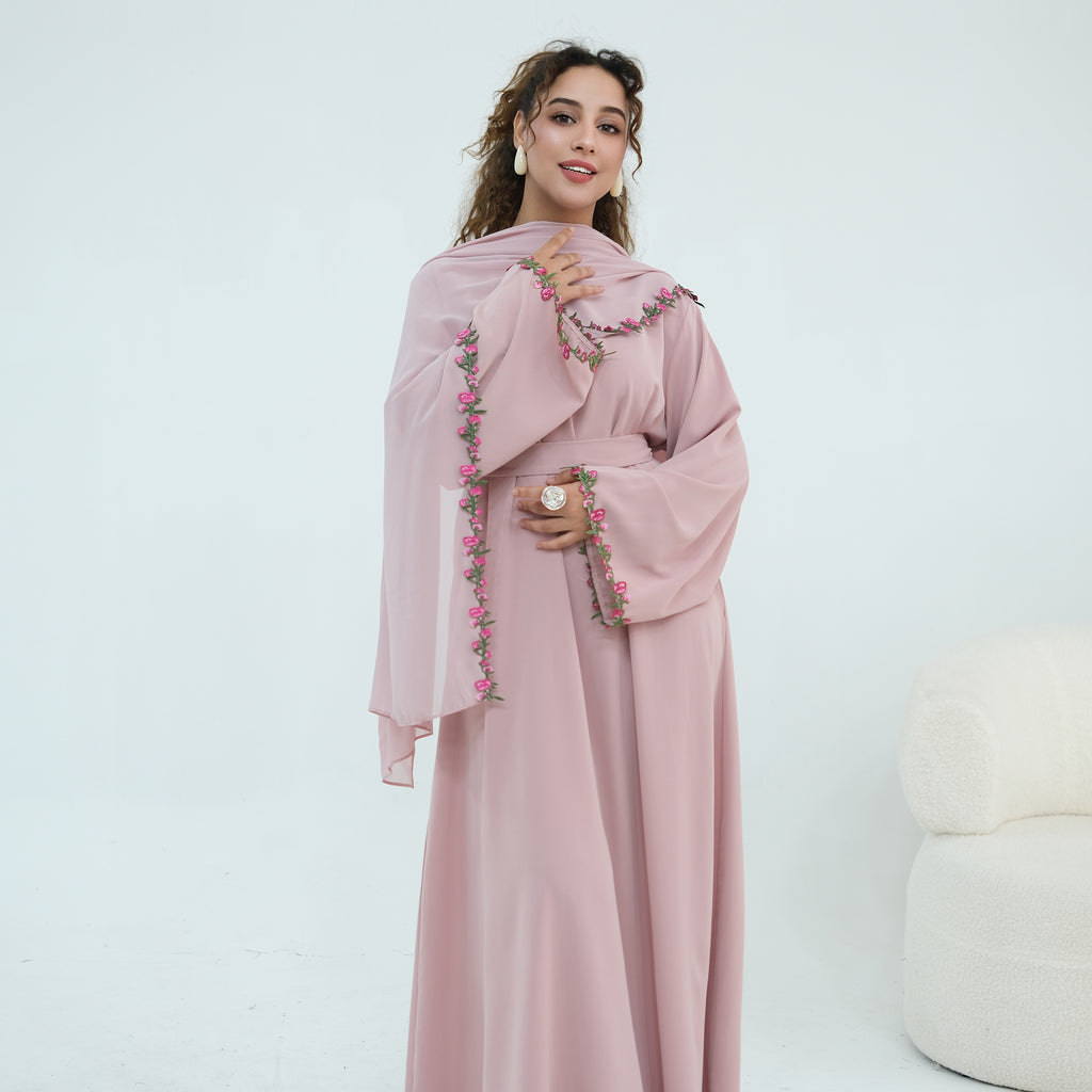 Nida Flower Lace Abaya Set