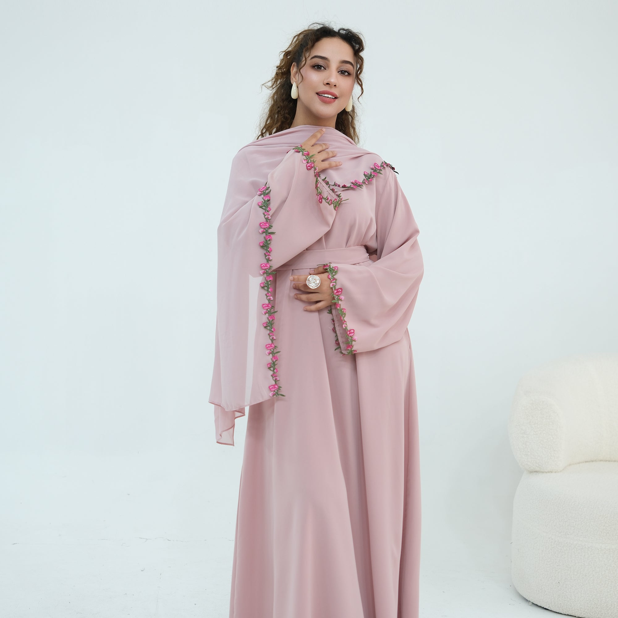 Nida Flower Lace Abaya Set