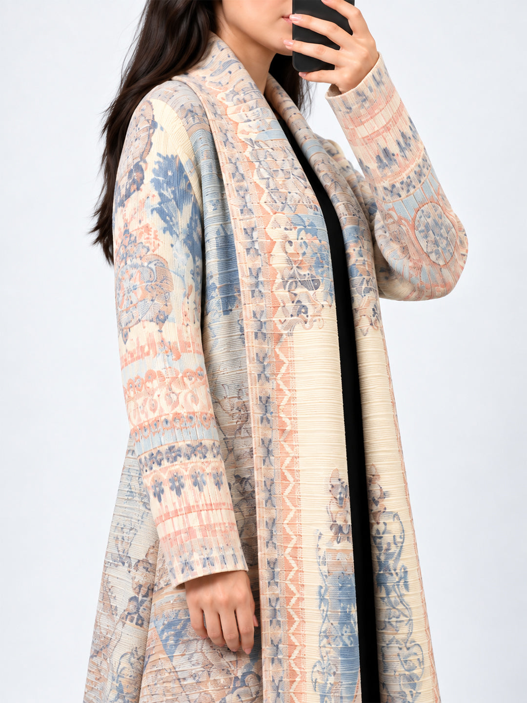 pastel-vintage-printed-textured-pleated-open-abaya-noor-and-grace