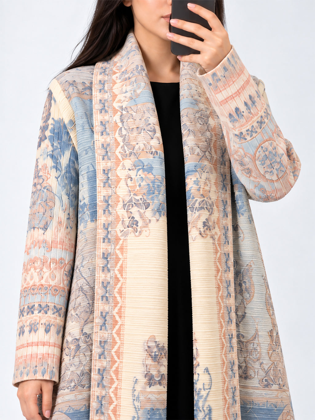 pastel-vintage-printed-textured-pleated-open-abaya-noor-and-grace