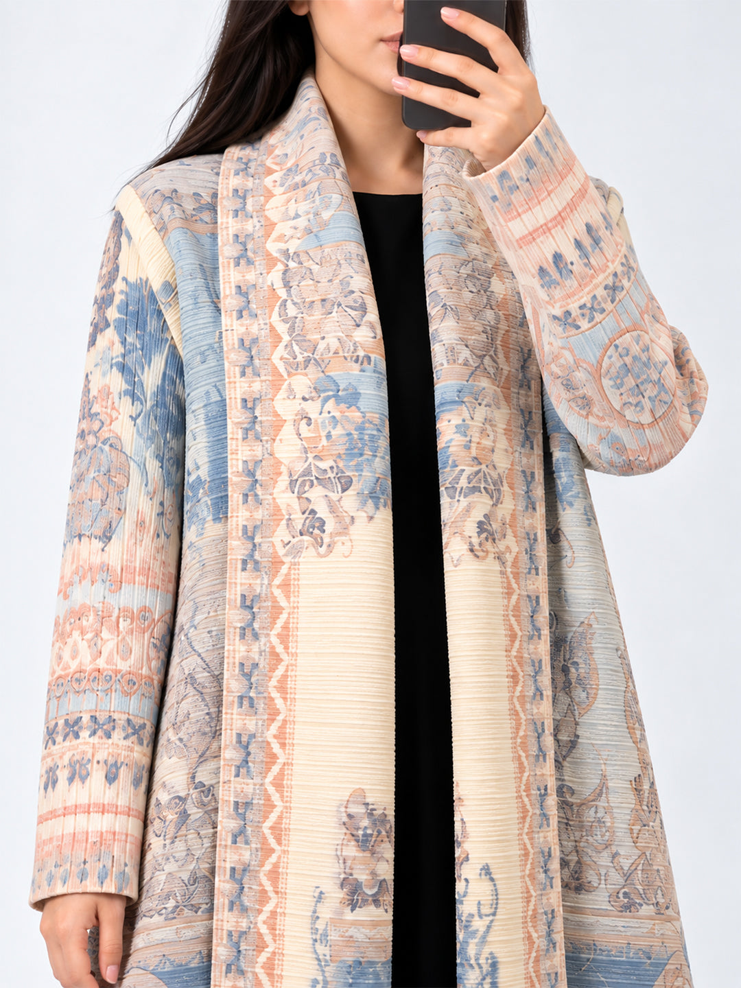 pastel-vintage-printed-textured-pleated-open-abaya-noor-and-grace